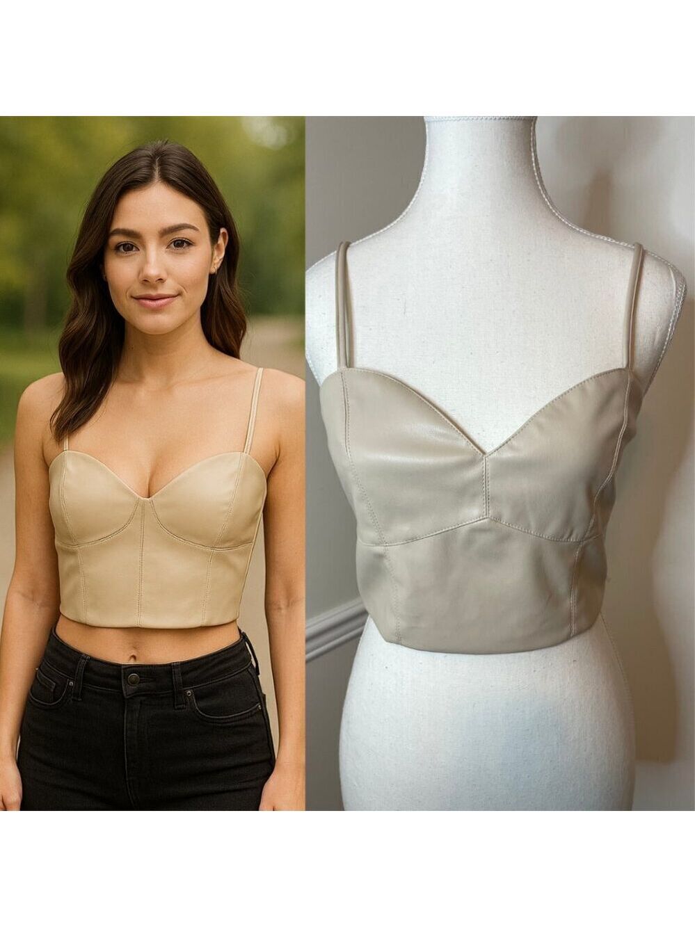 🐈Forever 21 Faux Leather Bustier Crop Top M